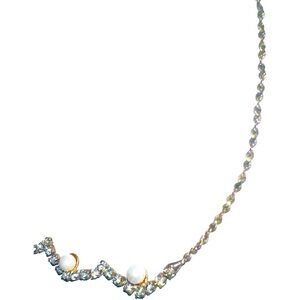 17-20 inches Pearl Rhinestone Silver Adjustable Choker Necklace